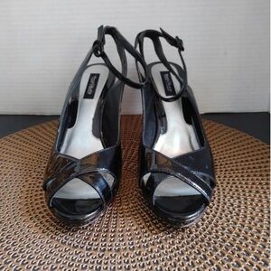 White House Black Market Patent Leather Peep Toe Heels